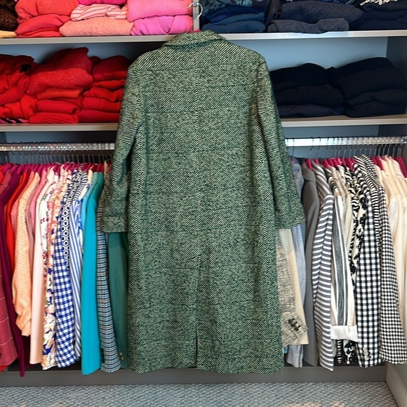Asos Desgn green/white/black herringbone long coat size 2 - Picture 3 of 3